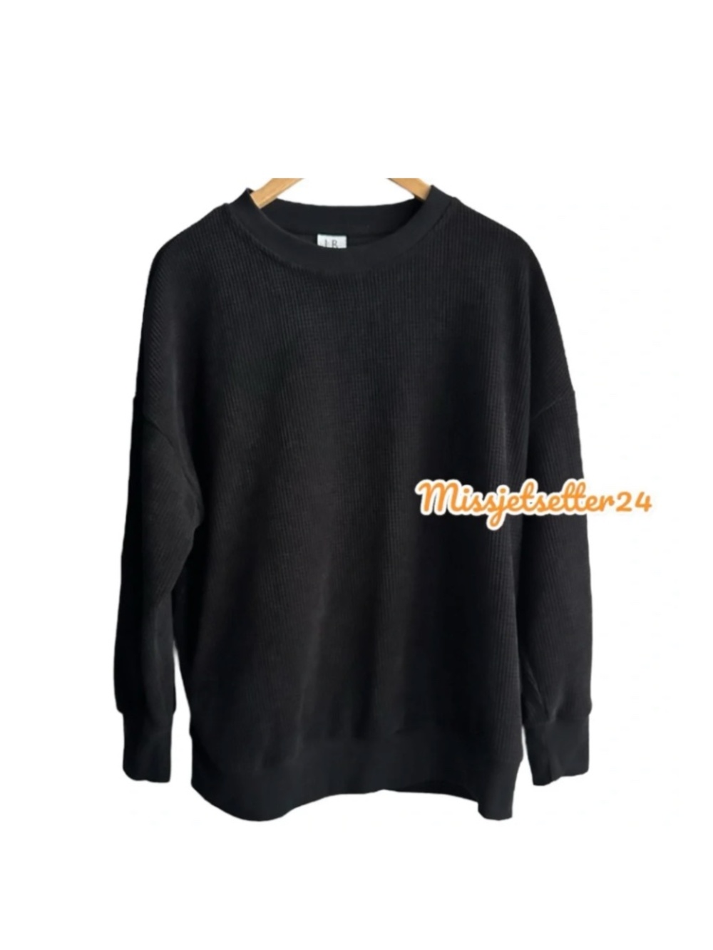 EUC Little Bipsy Adult Elevated Waffle Crewneck Black Medium